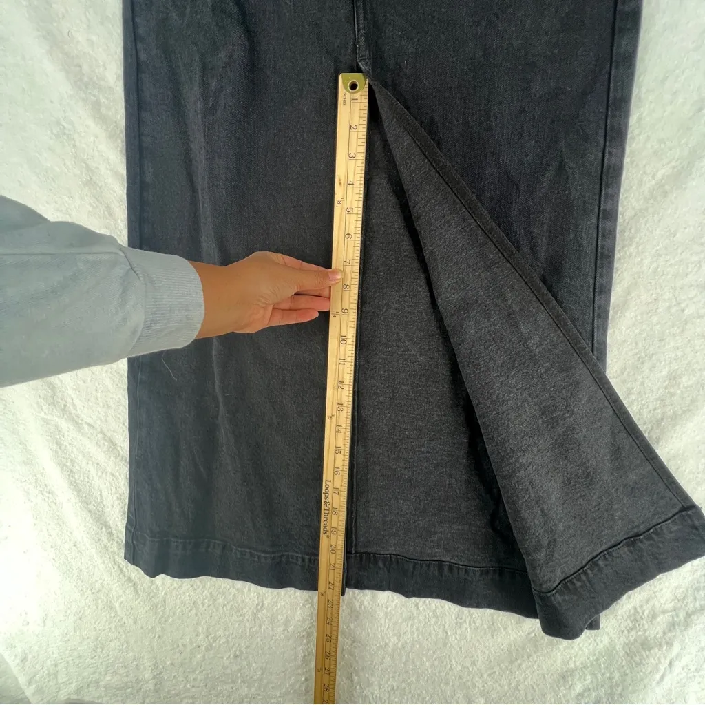 J. Crew Denim Maxi Skirt In Washed Black Front Slit High Rise NWT Size 26 - Image 13