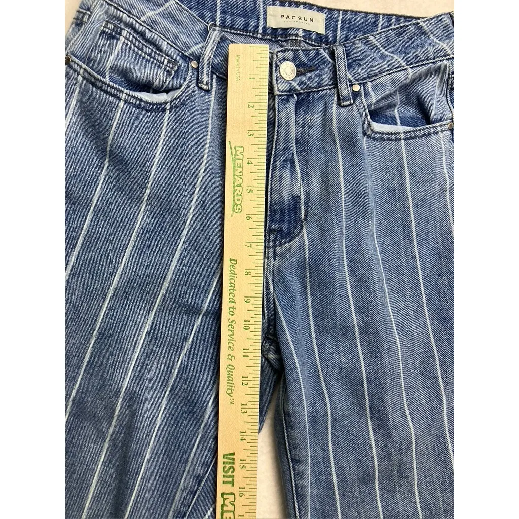 P A C S U N Womens Mom Jeans Blue Pinstripe Size 26 High Waisted Denim - Image 7