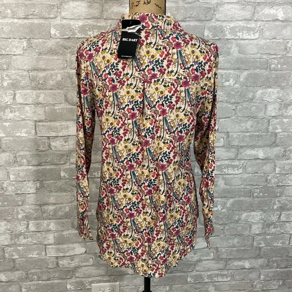 Big Dart Floral Button Down Shirt Blue Size M - Image 3
