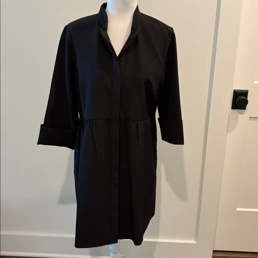 Tuckernuck Stretch Crepe Royal Shirt Dress With Pockets Sz M - Image 5