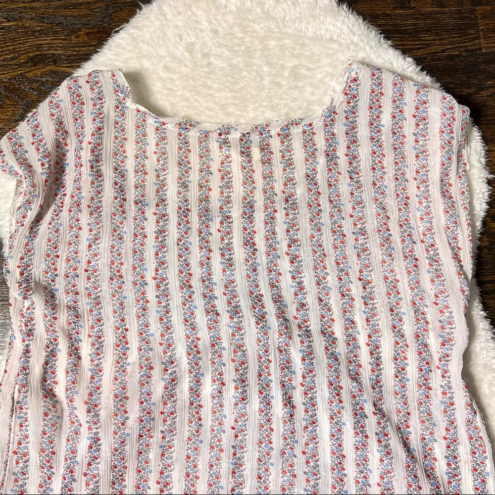 Floral Stripe Cap Sleeve Top - Image 9