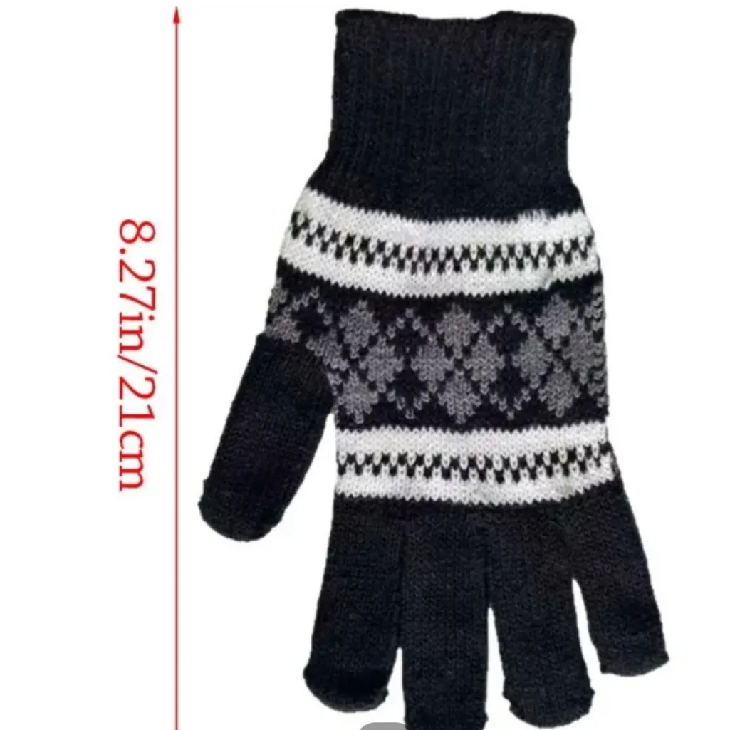 Black UNISEX Nordic Snowflake Gloves - Image 10