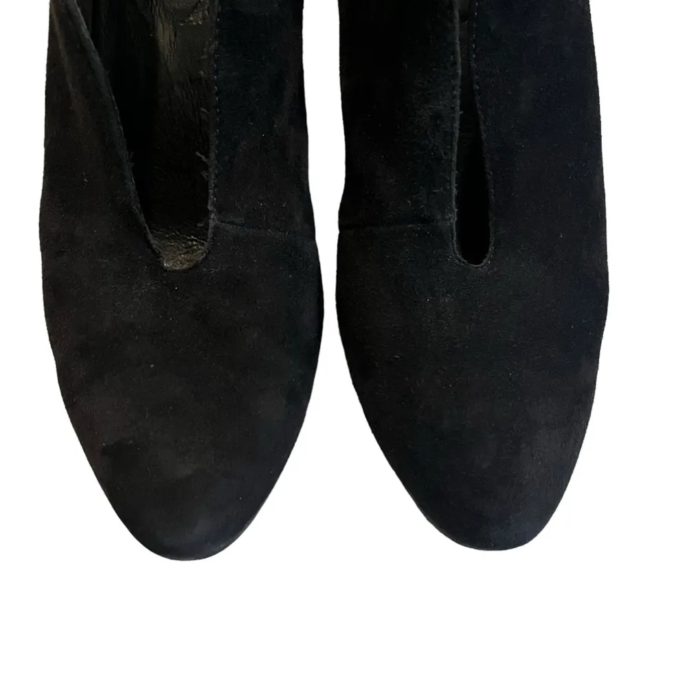 EILEEN FISHER Iman Black Suede Split Front Ankle Boots, Sz 8 - Image 5