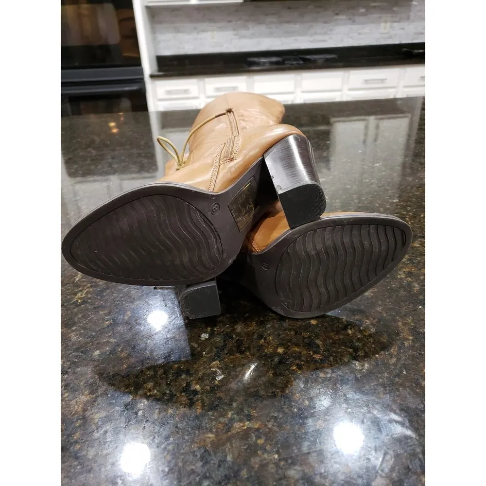 Sophia & Lee Knee High Boots Womens 8 Brown Faux Leather Round Toe Lace Side Zip - Image 4