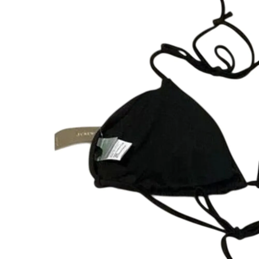 NWT J. Crew Triangle Tie Straps Ribbed Swim Bikini Top 3X Removable Cups Black - Image 6