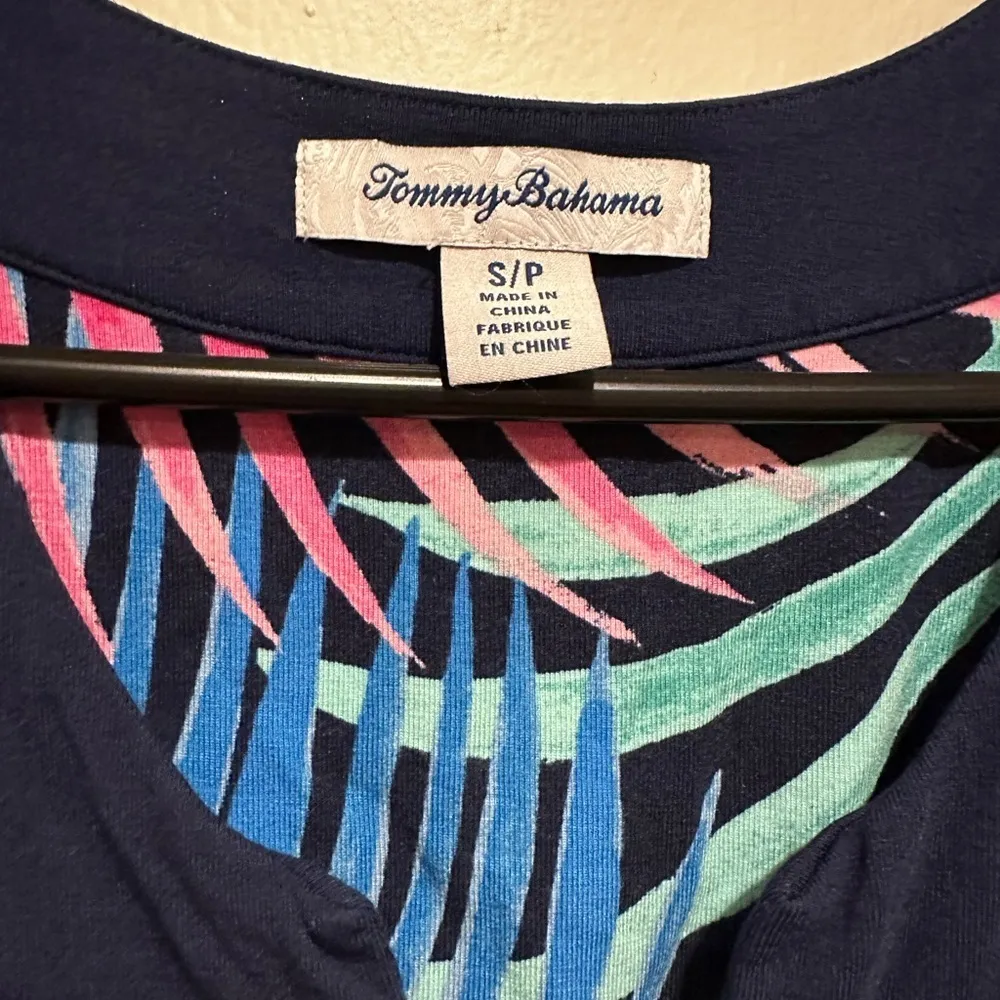 TOMMY BAHAMA TULUM TRANCE TAMBOUR OCEAN DEEP BLUE PINK FLORAL PRINT DRESS S - Image 6