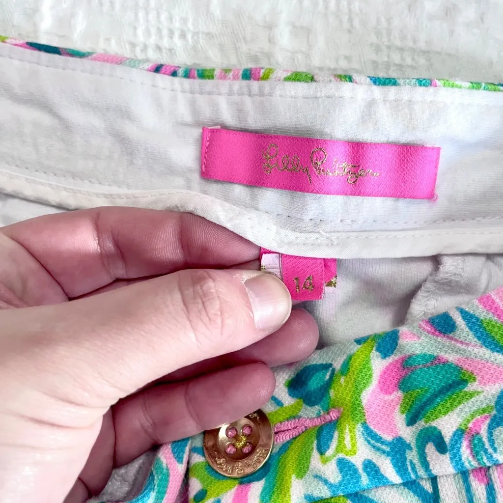 Lilly Pulitzer 5" Buttercup Knit Short Pink Unicorn of the Sea Mermaid Size 14 - Image 4