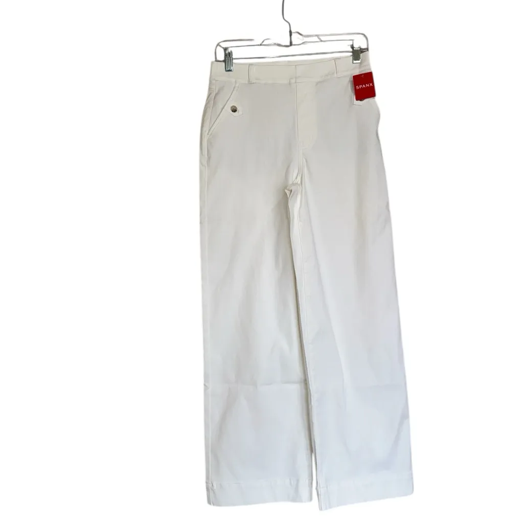 NWT SPANX Stretch Twill Cropped Wide Leg Pant In Bright White - Image 6