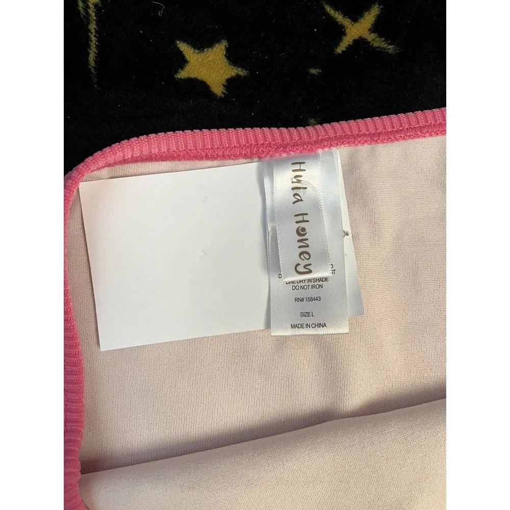 NWOT Hula Honey Bubblegum Pink Ribbed Full Coverage Bikini Swimsuit Bottom Large - Image 4