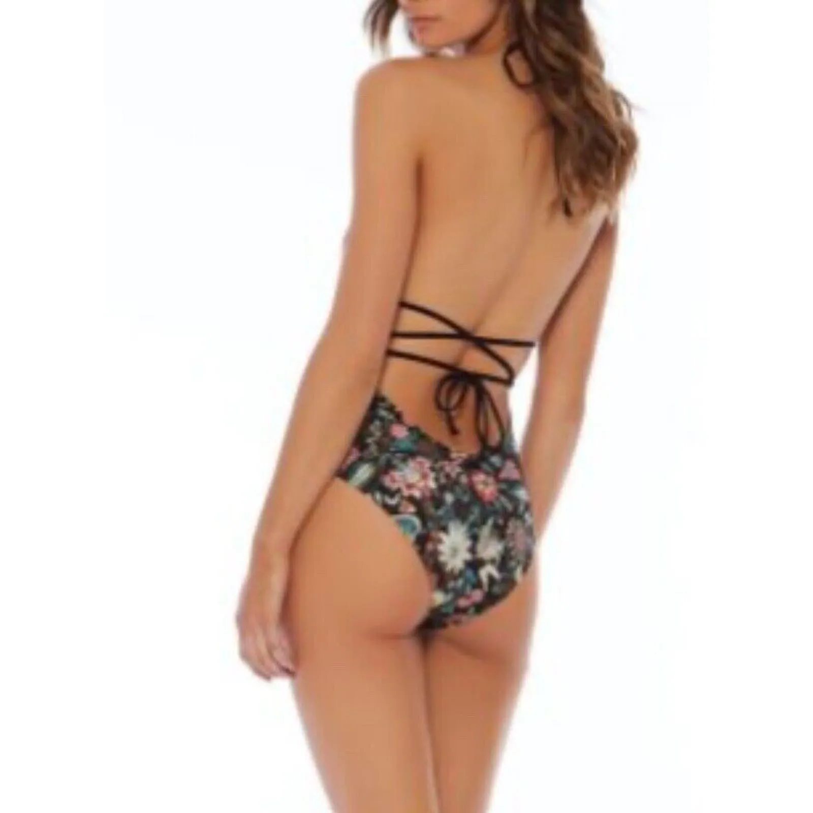 LSPACE Liberty Floracopa Pamela One Piece Swimsuit‎ Size 6 Floral Plunge Halter - Image 4