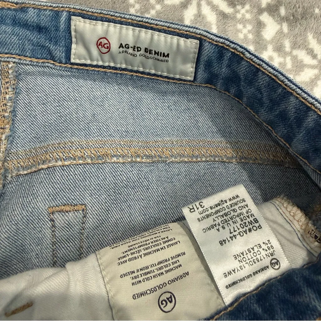 Anthropologie AG The Isabelle High Rise Straight Cropped Jean Blue Size 31 - Image 5