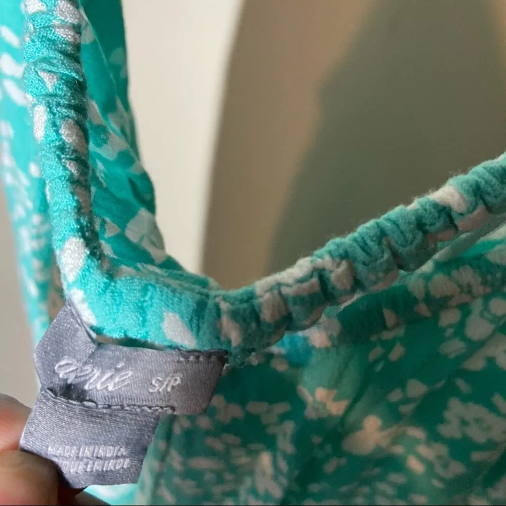 Aerie floral romper blue gather neckline spaghetti Small - Image 2