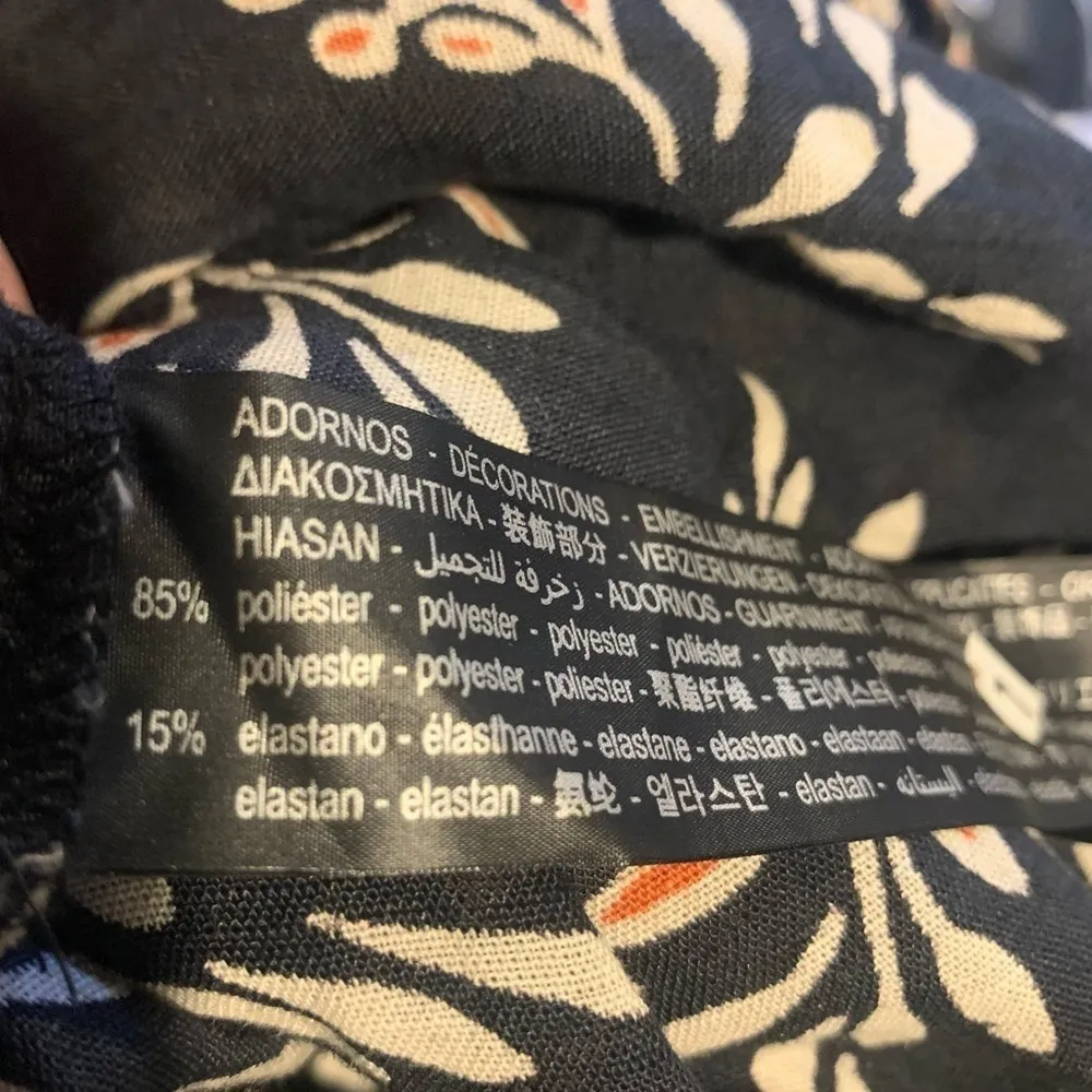 NWOT Zara Penny Ruched Black Floral Linen Blend Boho Midi Dress Size Small - Image 15