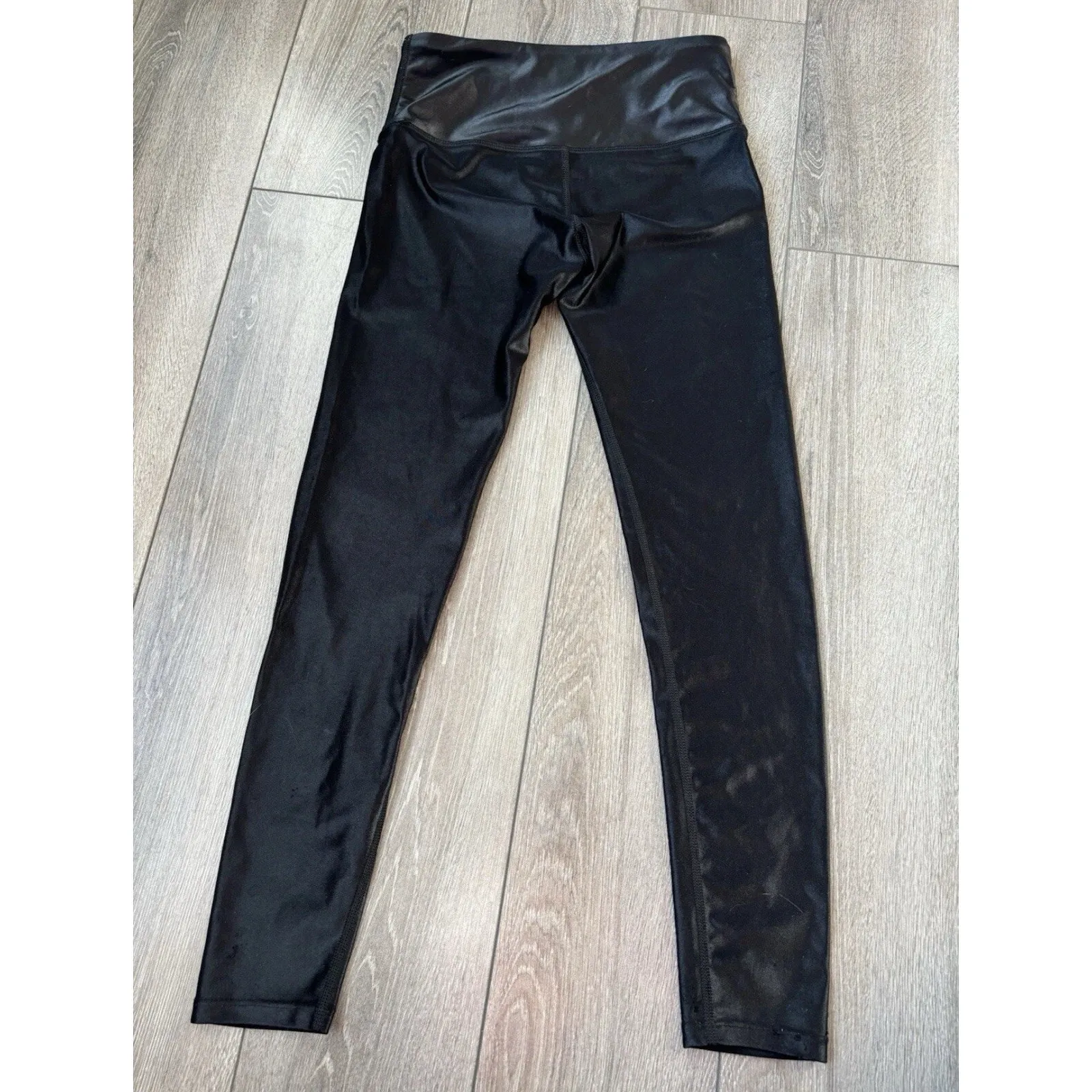 Noli Yoga Legging Womens Sz medium Black Liquid Gloss Workout Ankle gym - Image 2