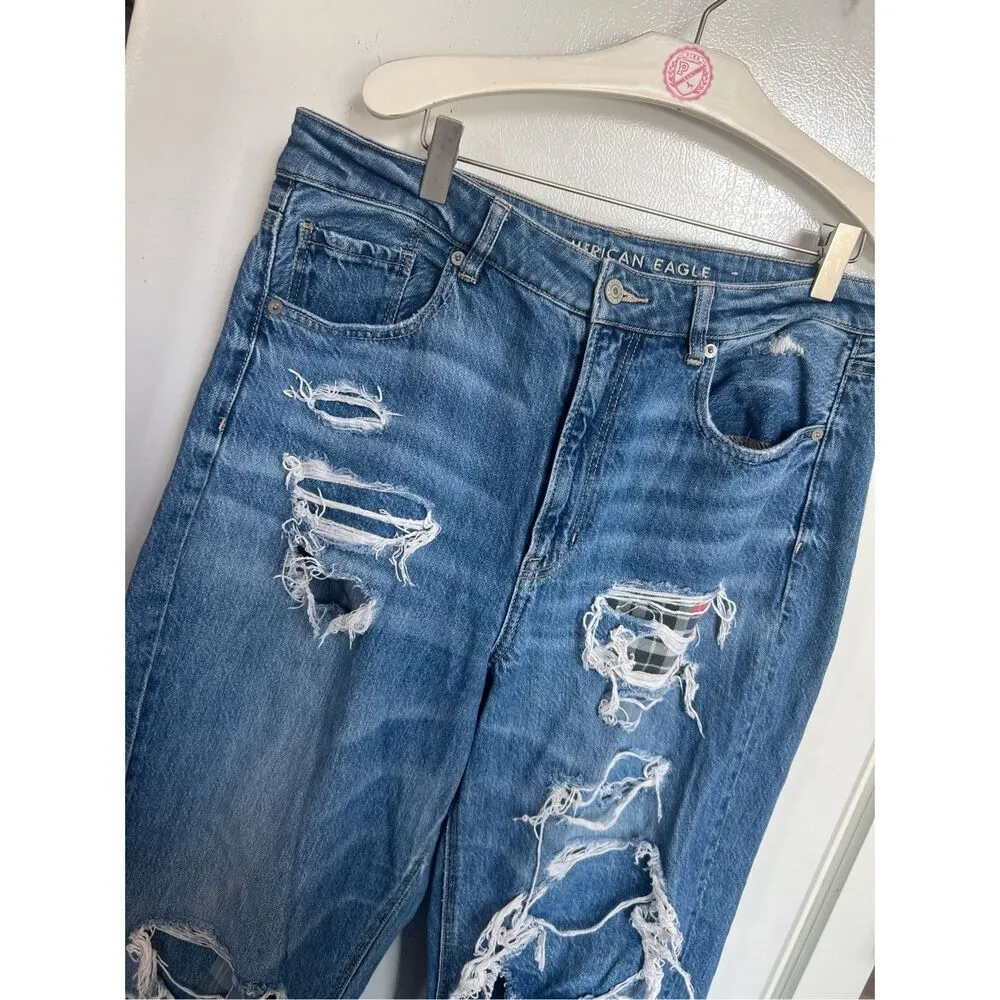 American Eagle Mom Straight Jeans Distressed Woman’s Size 14 Regular - Image 6