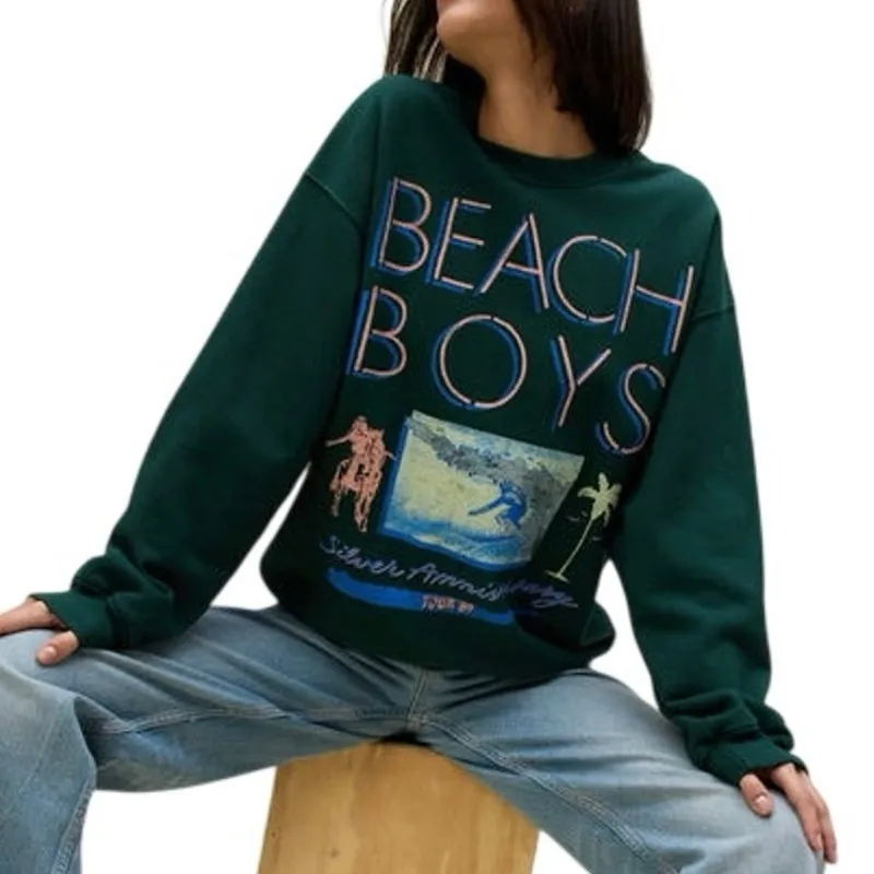 DAYDREAMER Beach Boys Pine Green Silver Anniversary BF Crew Size S New w/o Tag - Image 4