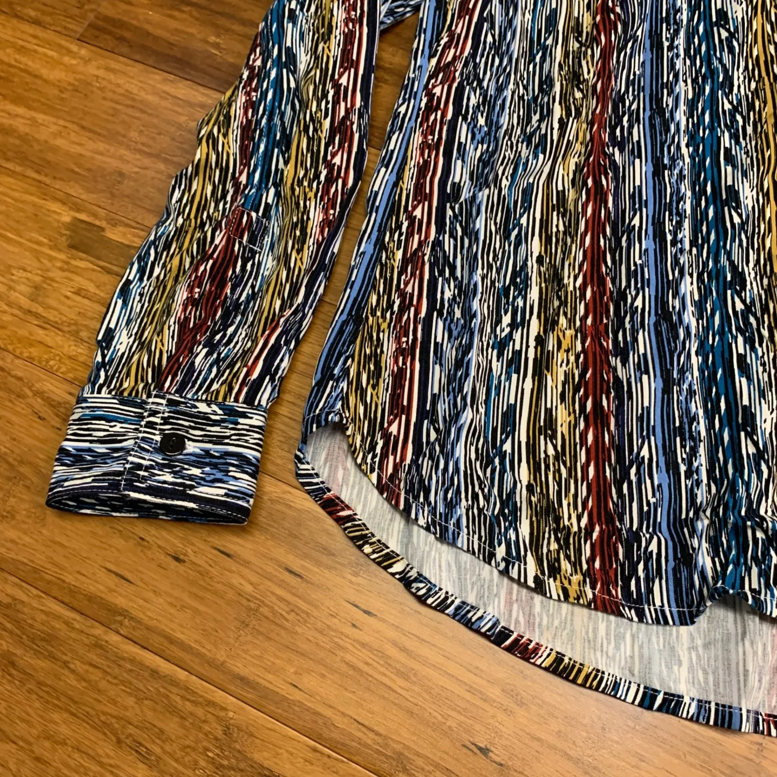 Liverpool Button-Up Top Womens Small Petite Abstract Print Long Sleeve Blouse - Image 3