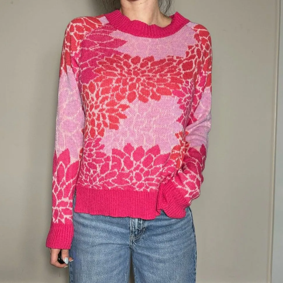 Fate Pink Orange Floral Sweater Size Medium - Image 2