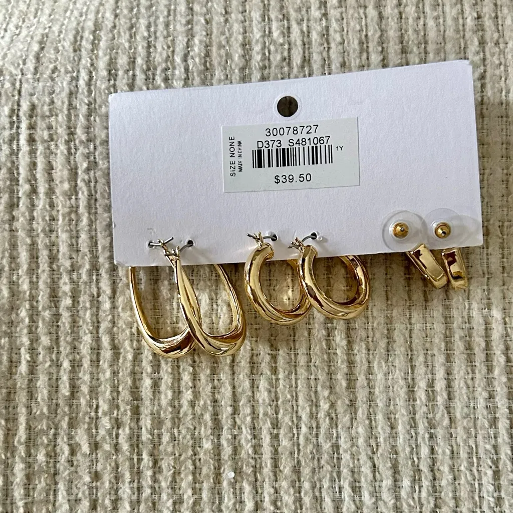 LOFT Gold and Silver Hoop Earring Trio - Image 5