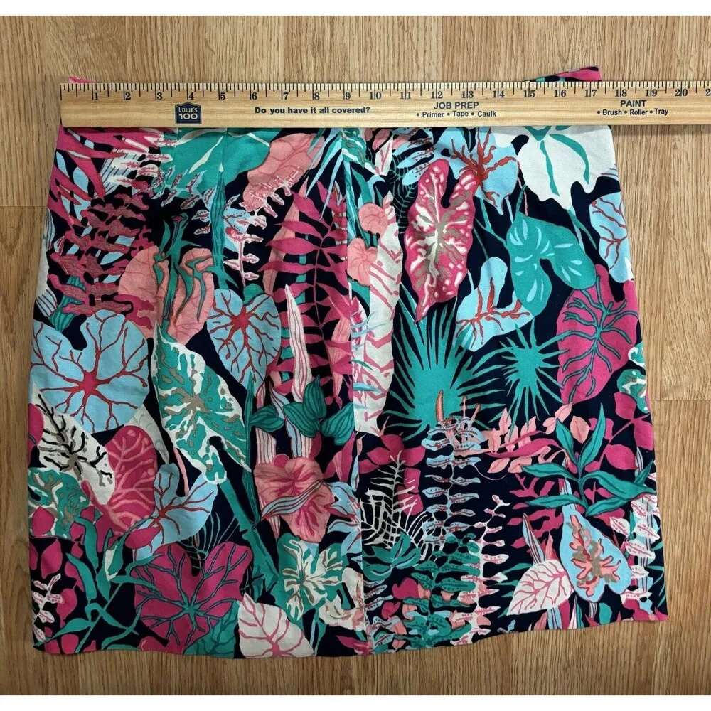 Talbots Blues & Pinks  Floral Knee-Length Pencil Skirt Size 14 Petite Career - Image 3