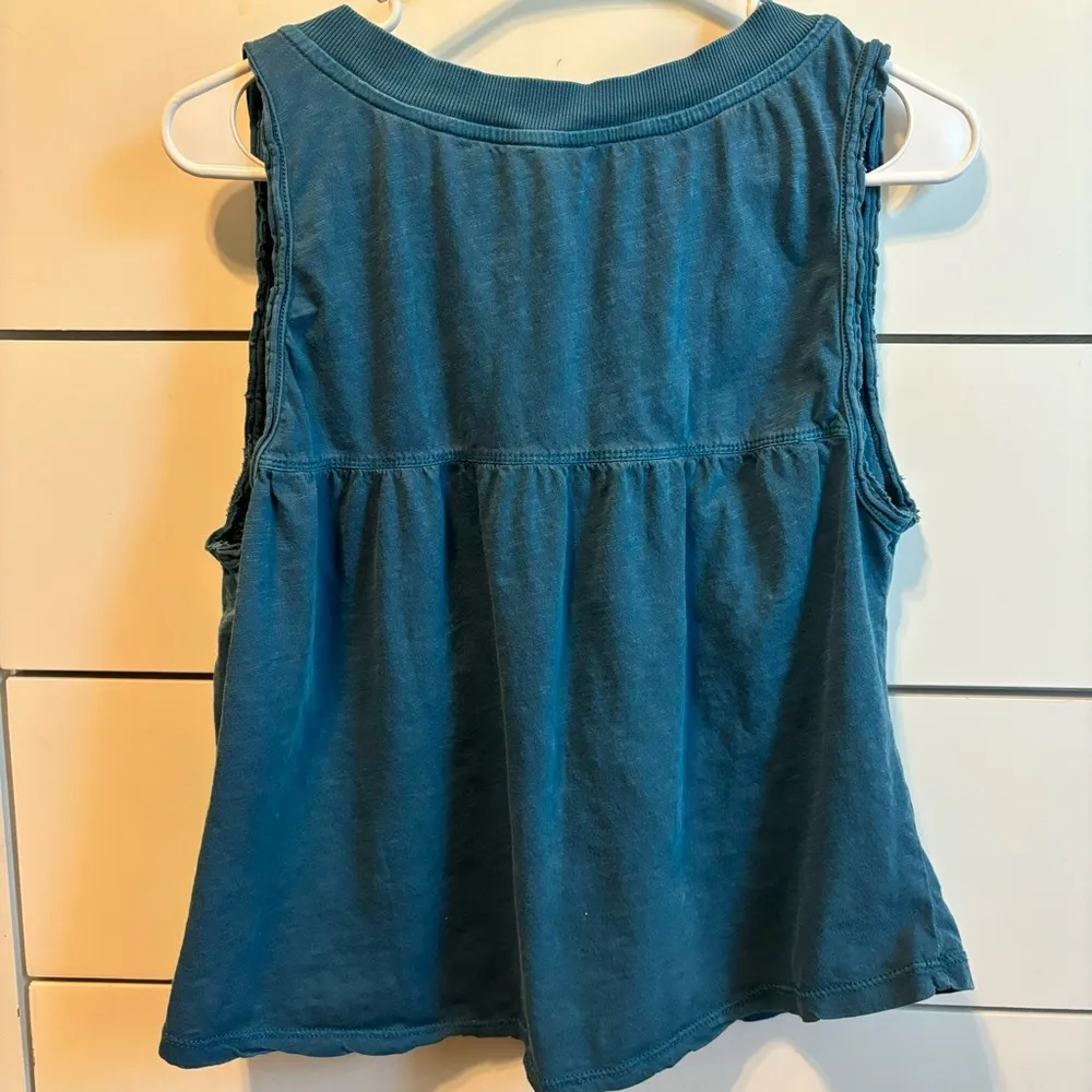 Anthropologie Daily Practice Ritchie V Neck Teal Blue Tank Top Shirt - Image 3