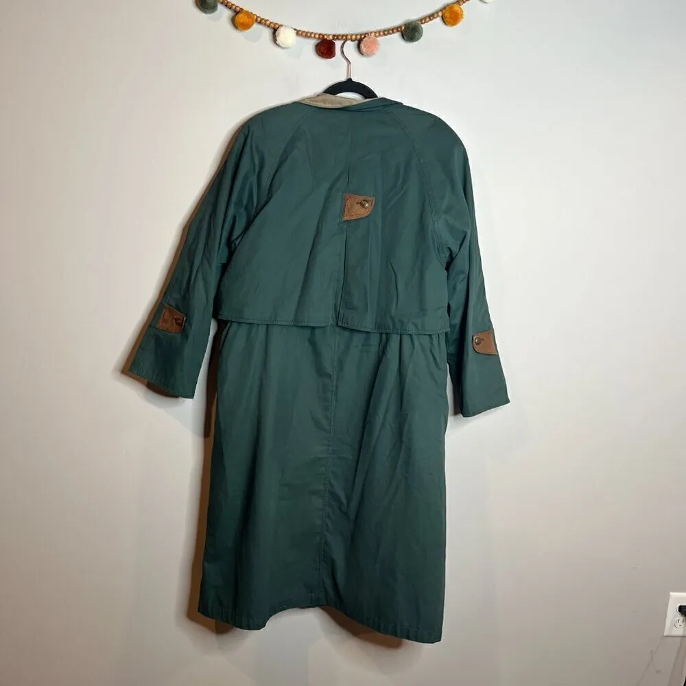 Vintage Fleet Street teal insulated lined trench coat jacket Blue Size 12P - Image 7