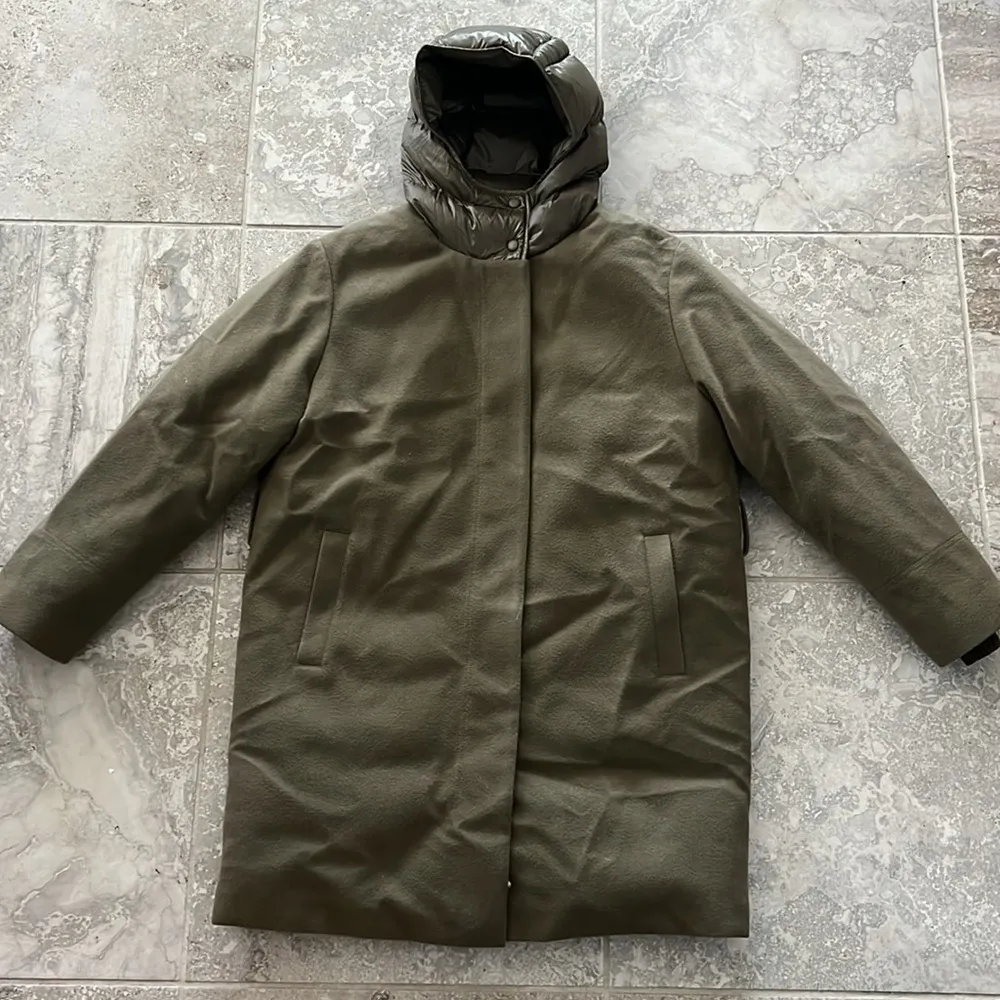 Norwegian Wool Cashmere Wool Hooded Down Parka, No Belt, Size M NWT $1,695 Green Size M - Image 15