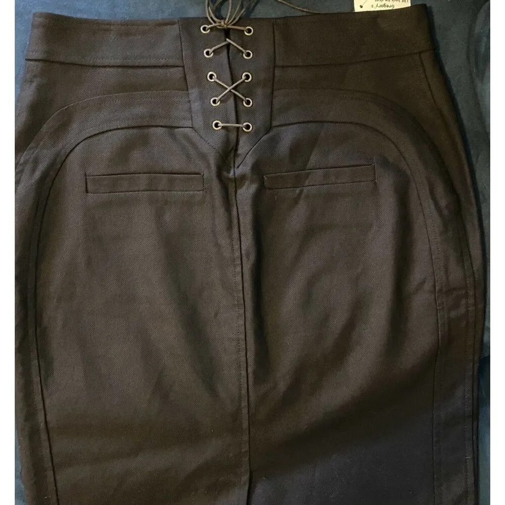 $495 NWT VTG Lou Barok Paris LBK 38 6/8 Corset Tie Skirt Pencil Black Midi - Image 3