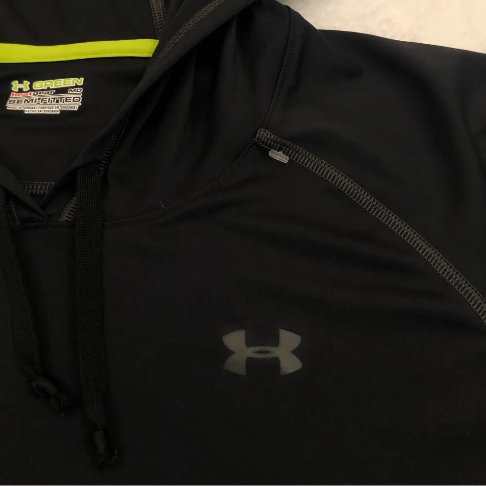 Under Armour Green Heatgear Semi-Fitted Black Compression Hoodie Women’s Size M. - Image 2
