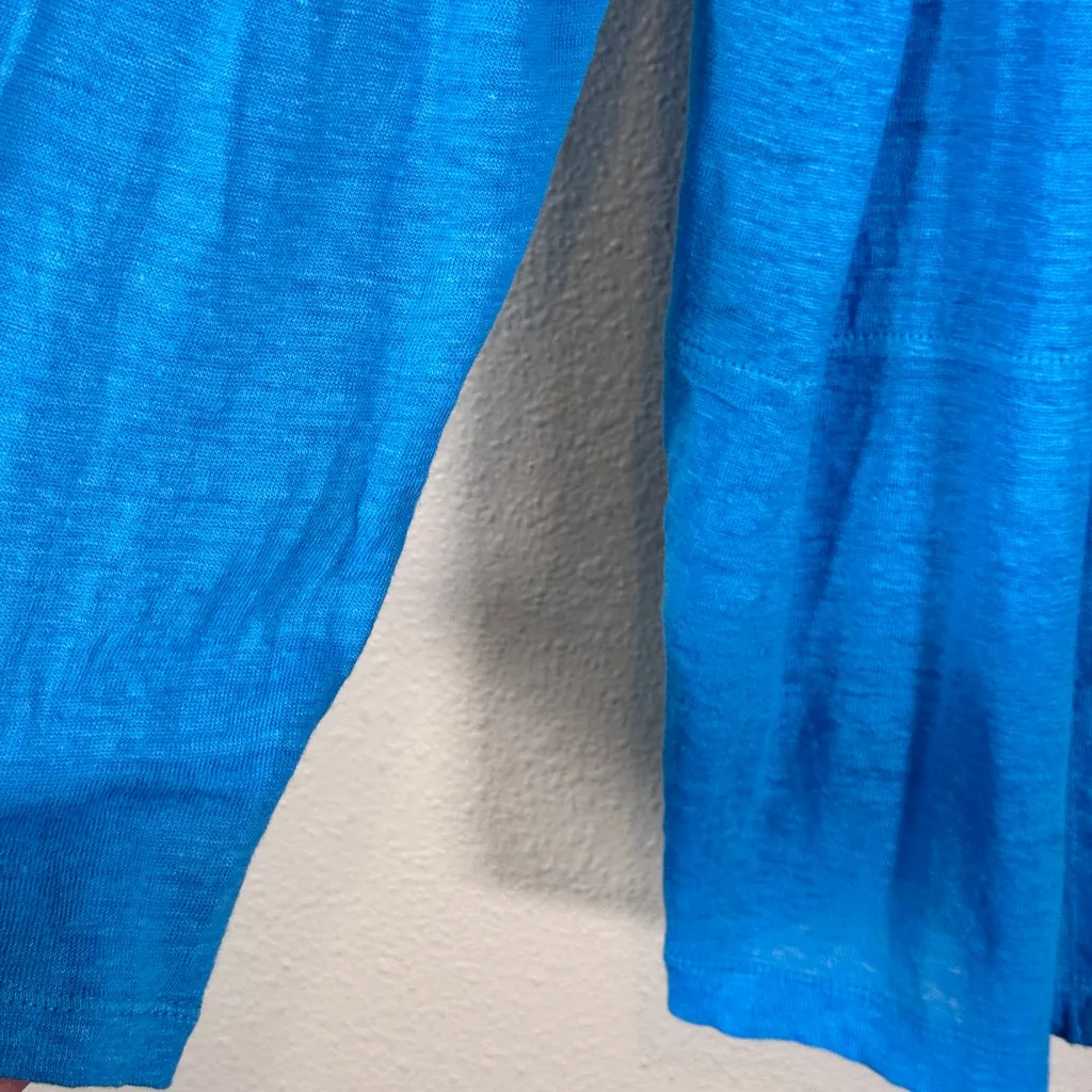 J Jill Blue Linen Open Front Cardigan Sweater Womens XL Breathable Beachy Casual - Image 4