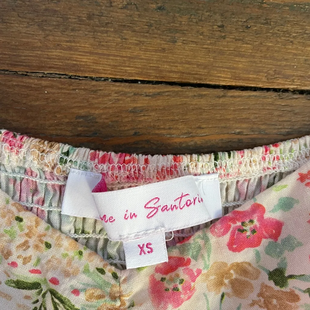 Meet Me In Santorini Floral Puff Sleeve Babydoll Cottagecore Mini Dress - Image 11