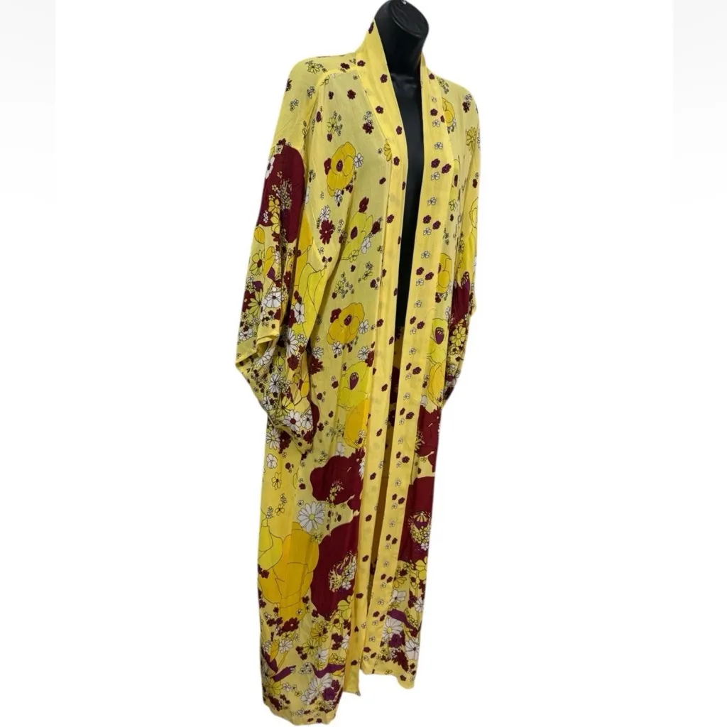 NWT Free People Hidden Hills Maxi Kimono Floral Yellow Size All Groovy Bloom - Image 5