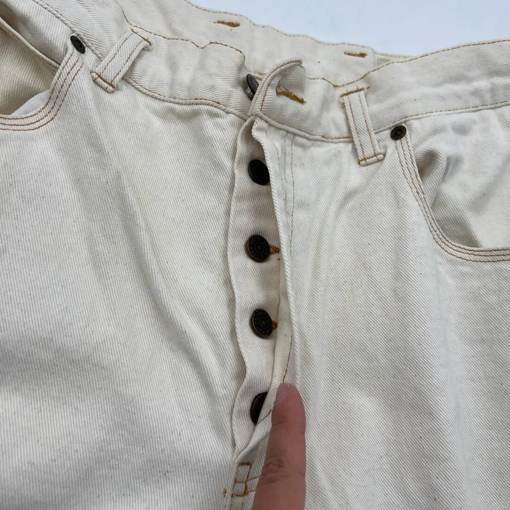 Vintage Eddie Bauer Ivory Denim Carpenter Painter Jeans - Image 4