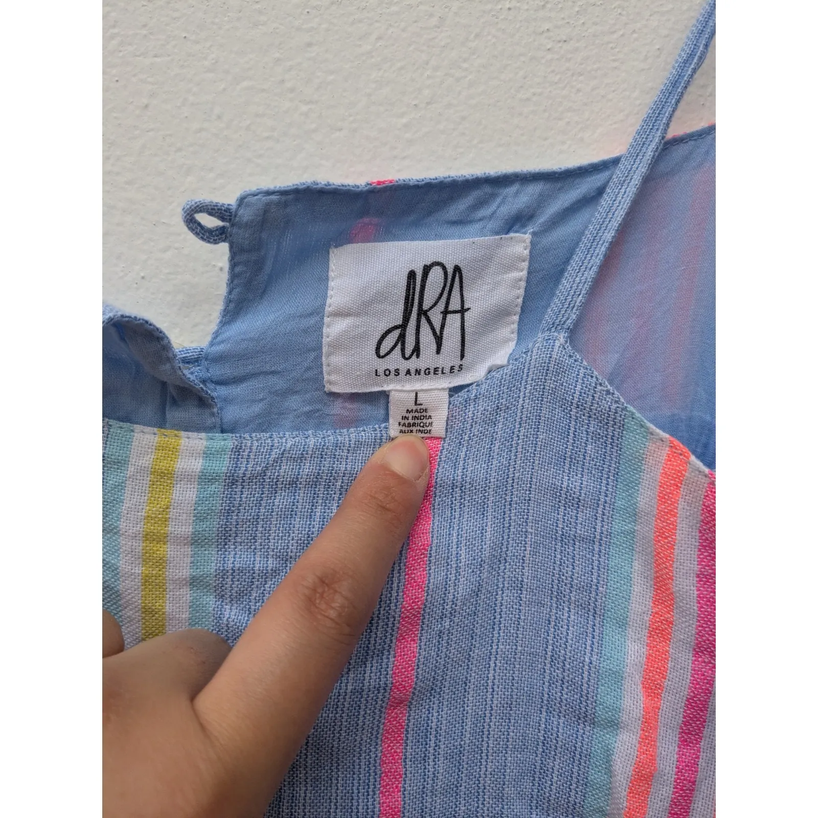 Anthropologie dRA Los Angeles Midi Dress Blue Colored Stripes Size Large - Image 5