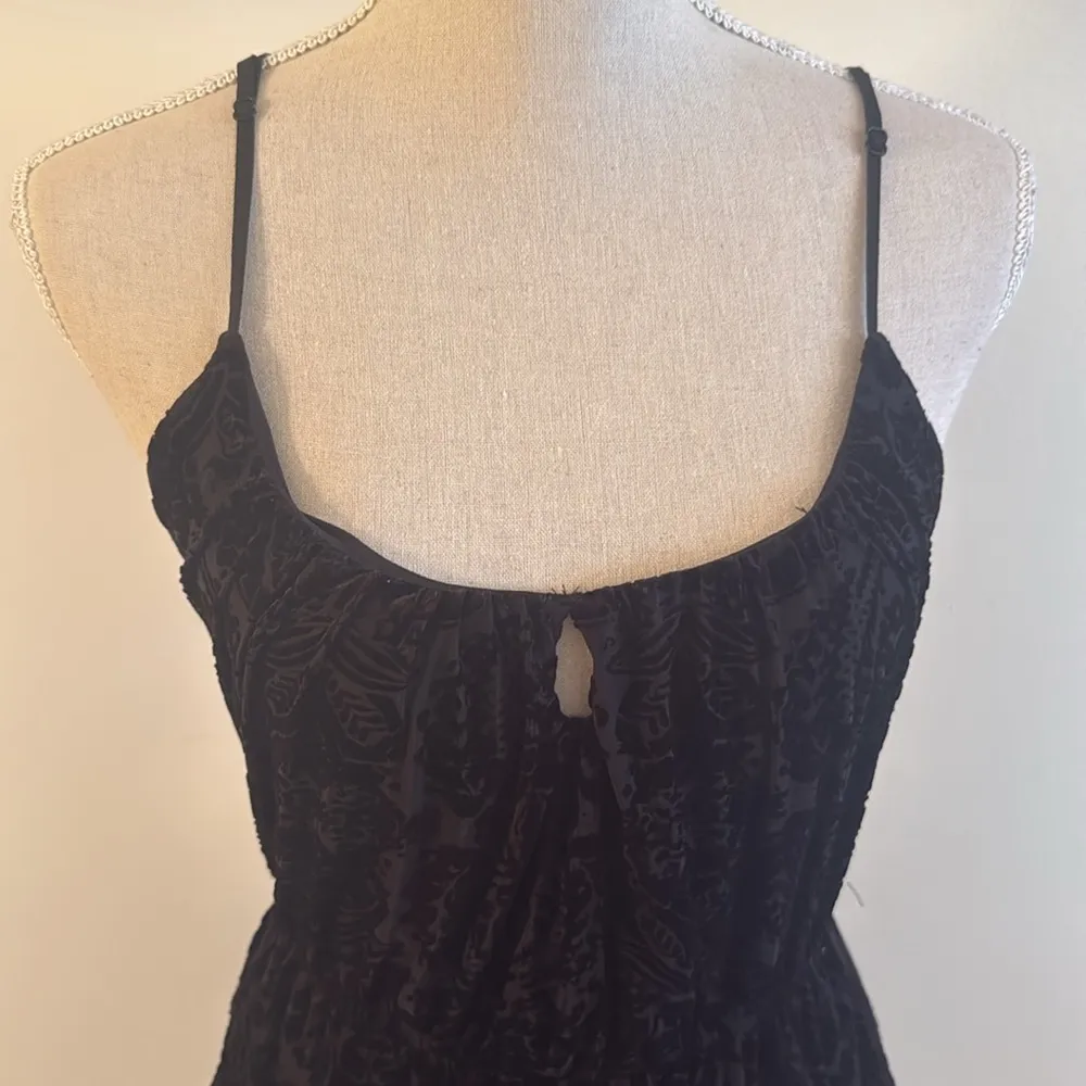 Wax Poetic Tiered Black Velvet Burnout Dress Size S - Image 2