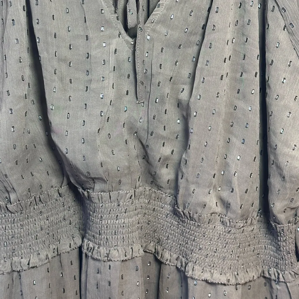 Old Navy Brown Baby Doll Knee Length Dress Size 3XL Sparkle Holiday Flowy Preppy - Image 3