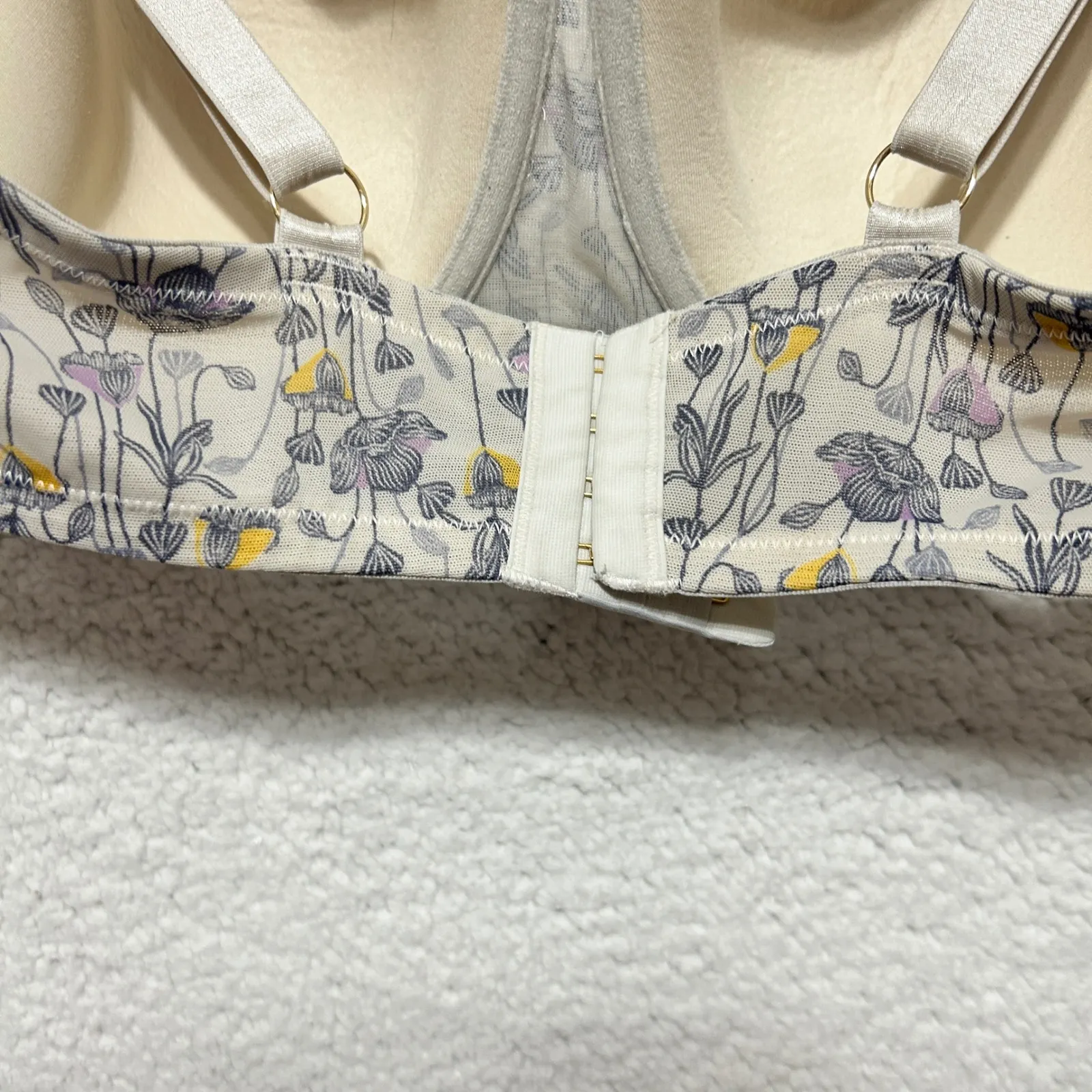 ThirdLove In Bloom Print Demi Bra 40F Cream Lace Floral Overlay Padded Underwire - Image 3
