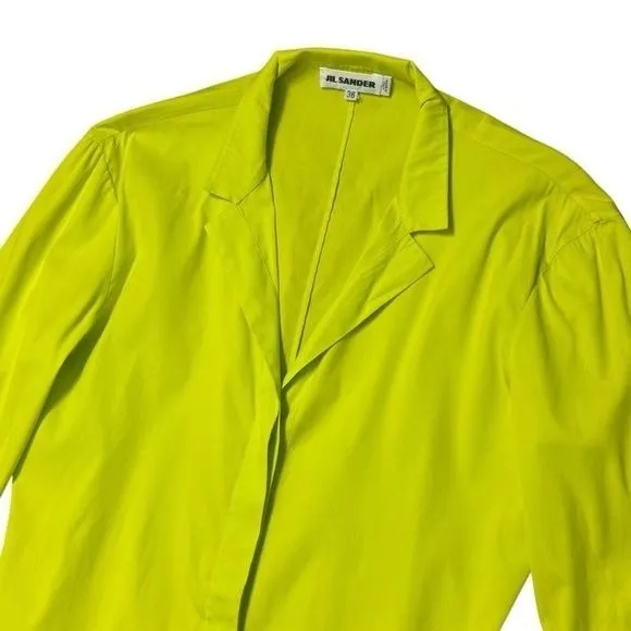 Jil Sander Chartreuse Button Up Lightweight Old Money Coastal Career EU36 US(XS) - Image 3