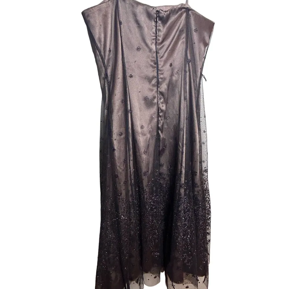 Adriana Papell Black Formal Dress Lace Glitter Size 12 Swiss Dots Strapless - Image 2