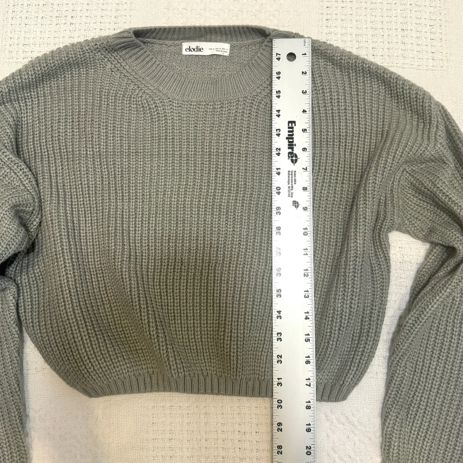 new Elodie XL acrylic knit crewneck cropped chunky sweater SP 3131 - Image 2