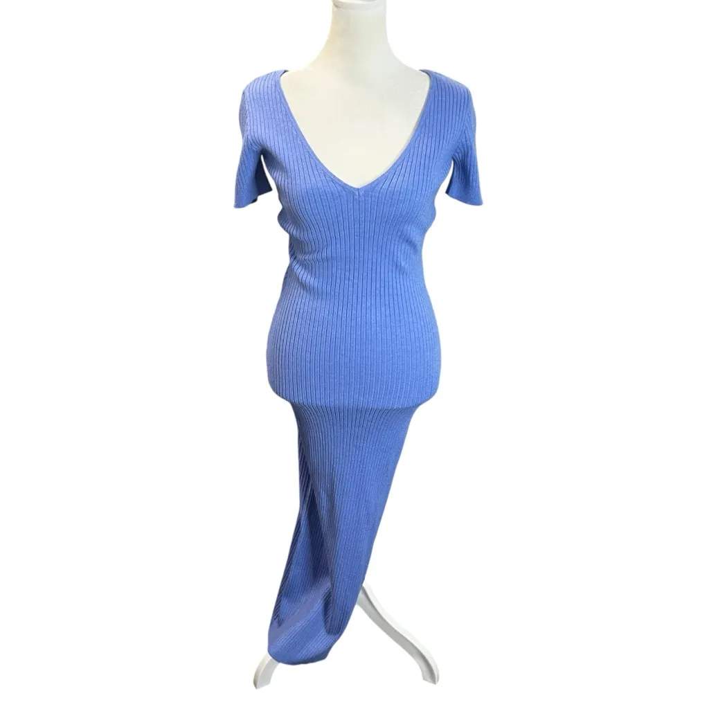 NWT Misha Collection Nina Ribbed Short Sleeve Midaxi Dress Heritage Blue - Image 3