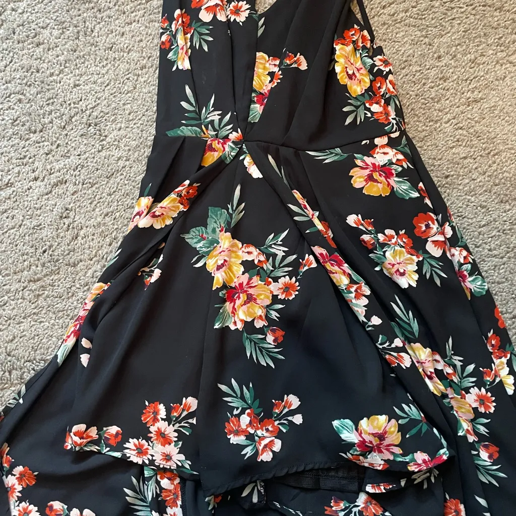 Lush Black Floral High Low Dress - Image 4