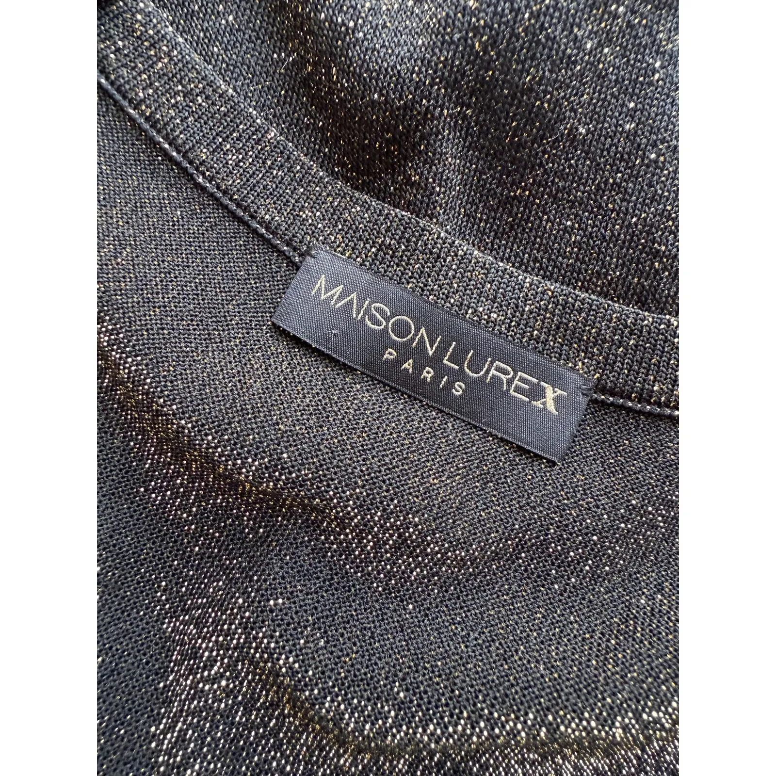 Maison Lurex Paris Sheer Metallic Shirt Women’s Size Small Black Gold - Image 6