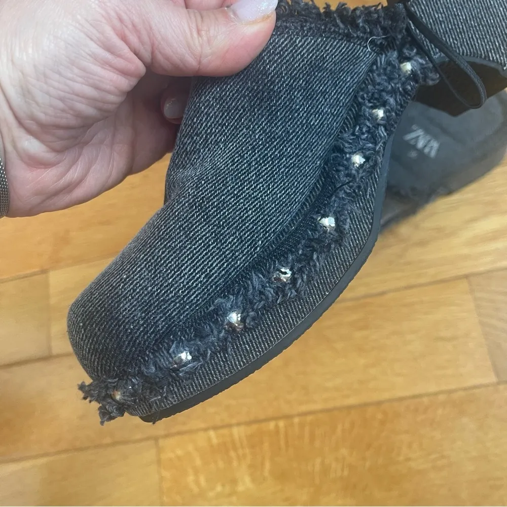 ZARA Denim Black Clogs with studs Jean Mules Slides Shoes Sz 36 EU, US 6 - Image 9