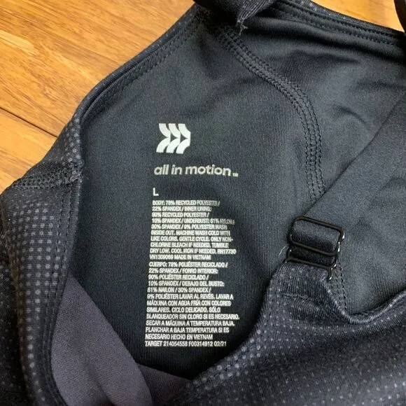 All In Motion Womens Large Sports Bra Black Athletic Mesh Workout Compression - Image 3