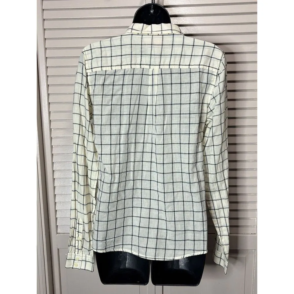 Joe Fresh NWT Long Sleeve Shirt Blue/Ivory Plaid Size Small Button Up Knit - Image 4