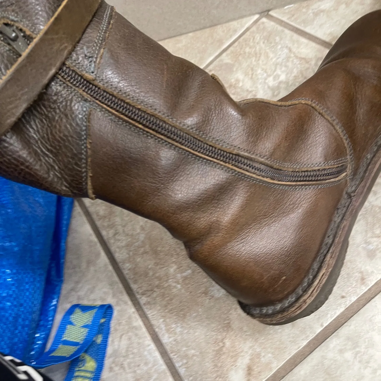 Trippen USA Sz 6(36)Brown Leather Tall Biker Boots Buckle Strap Zip Up Women's Brown - Image 8