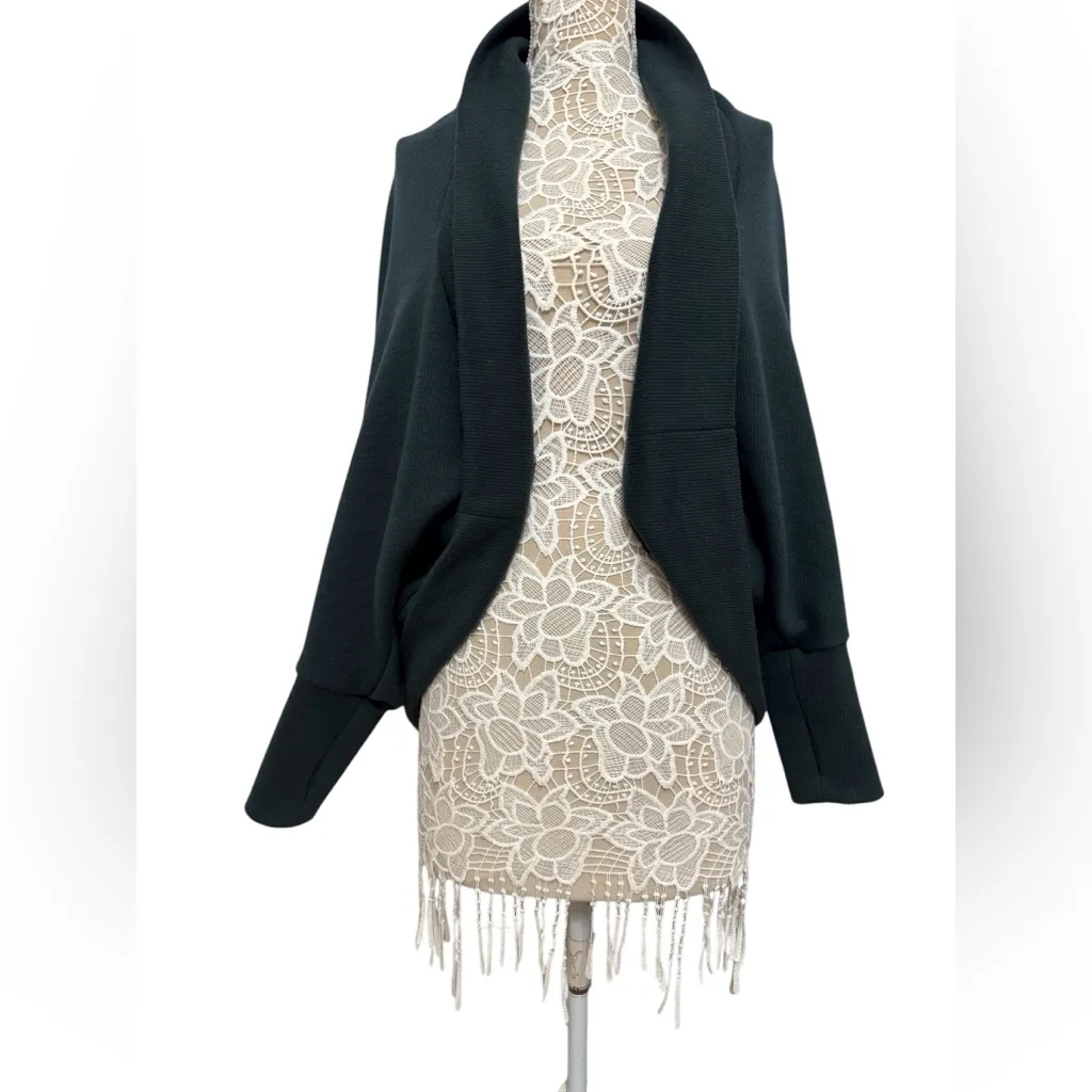 Dark Green Open Front Cardigan Size L - Image 6