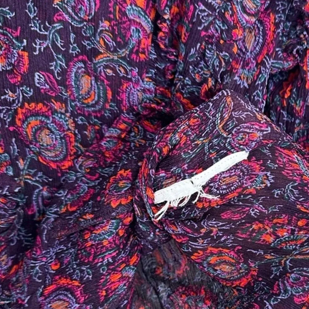 Cleobella Fiorella Blouse Bordeaux Floral Top size Small Romantic Feminine - Image 6