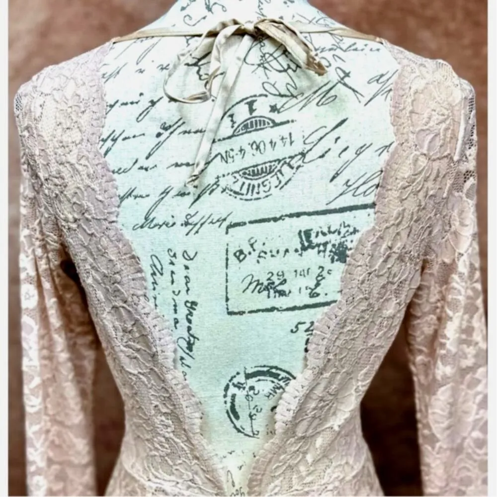 Show Me Your Mumu Natalie Low Back Maxi Dress Champagne Forever Lace M - Image 11